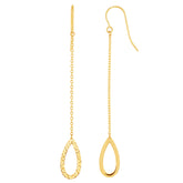 14K Yellow Gold Diamond Cut Tear Disc Drop Earrings fine designer jewelry for men and women
